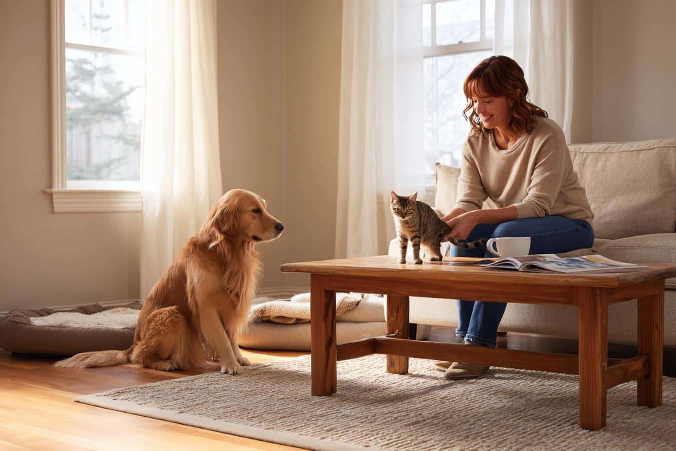 chat rencontre chien dans maison